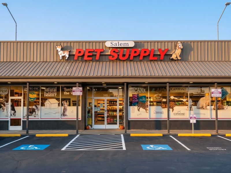 The Salem Pet Supply storefront on Market Street